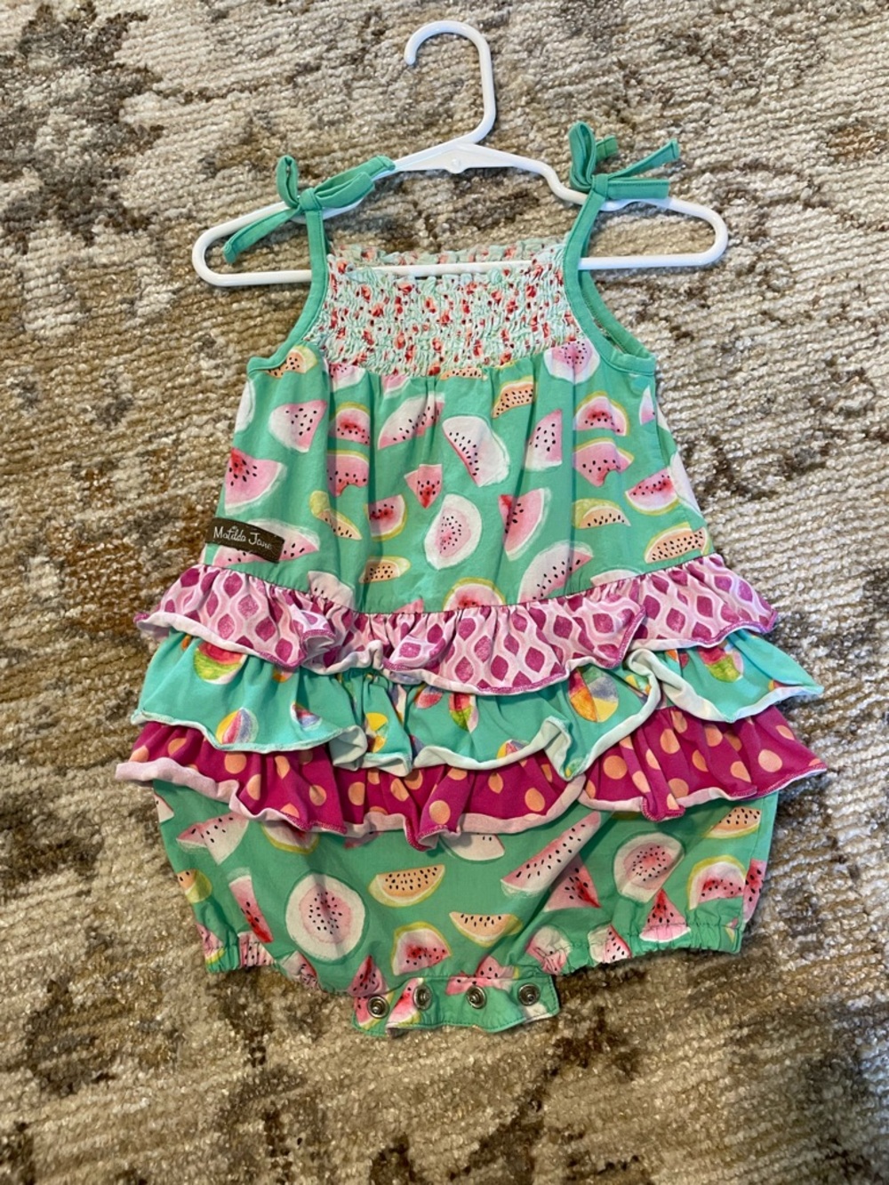 Matilda Jane Mint & Pink Watermelon Ruffle Romper
